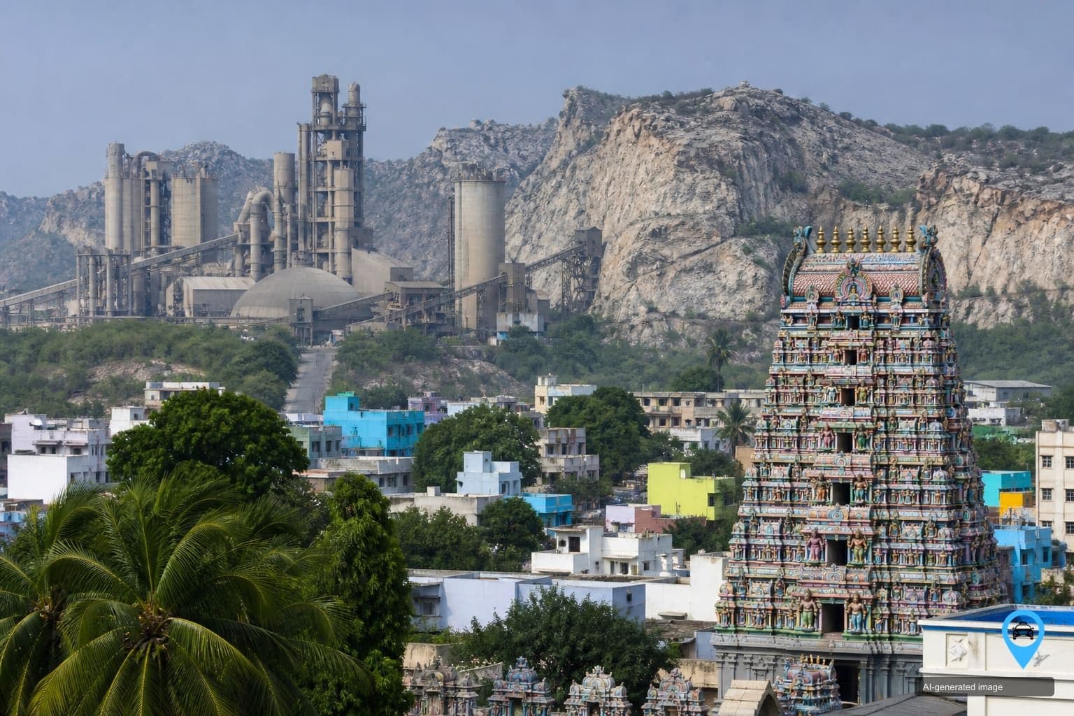 Cement plants and limestone country around Ariyalur — Drop You Taxi one way drop taxi in Ariyalur