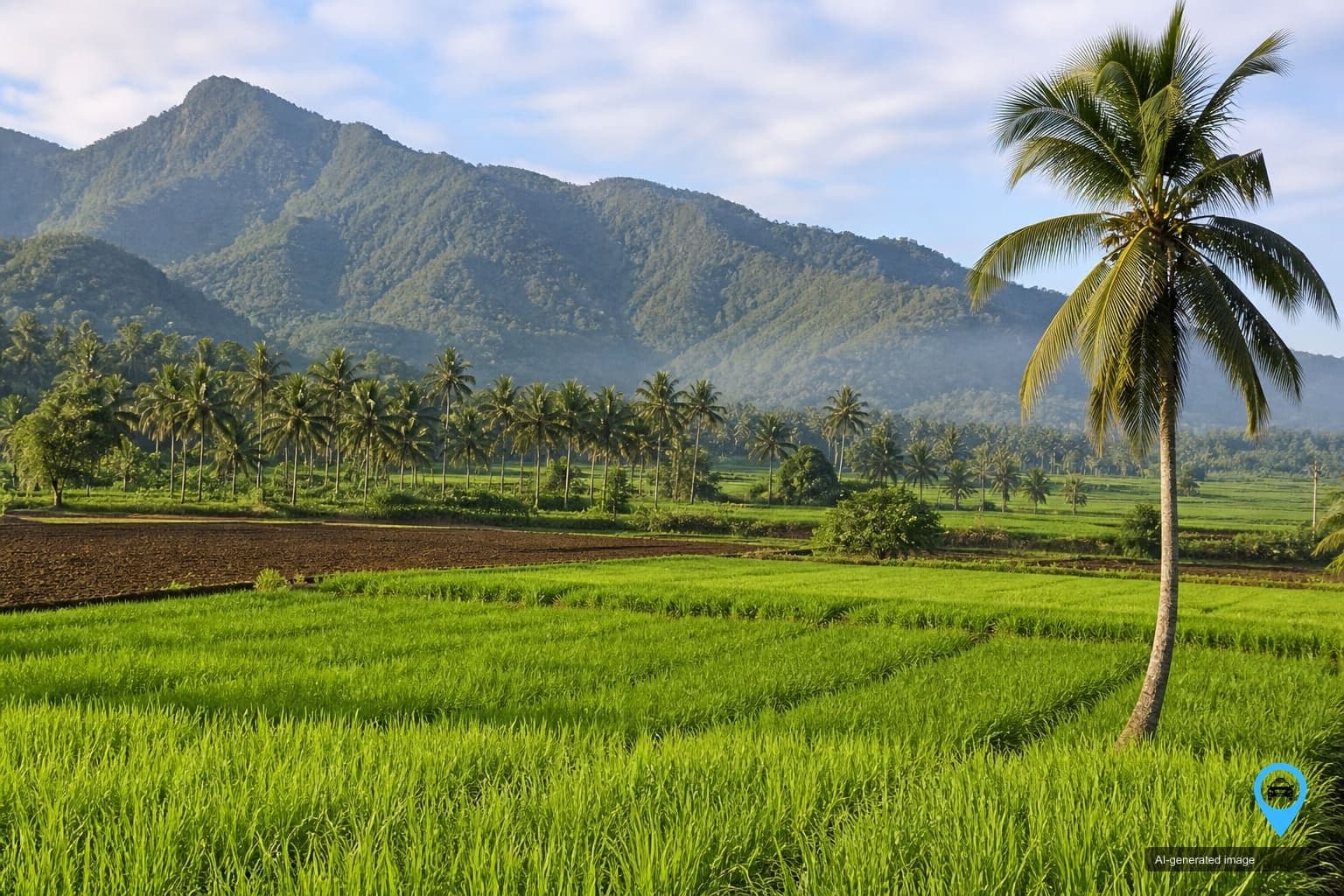 Coconut farms and Anamalai hills near Pollachi — Coimbatore to Pollachi one way drop taxi