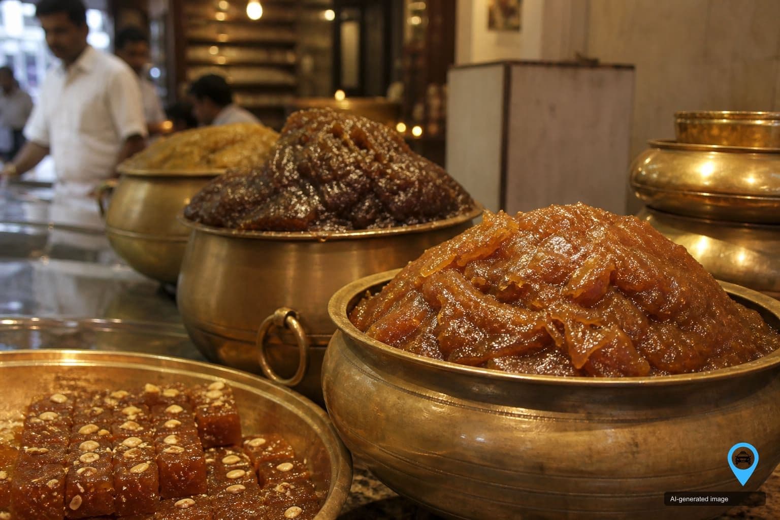 Irutu Kadai Tirunelveli halwa shopfront and bustling town streets
